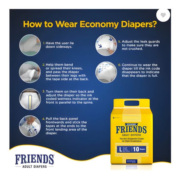 FRIENDS Economy Tape Type Adult Diapers - L  (10 Pieces) - Image 2