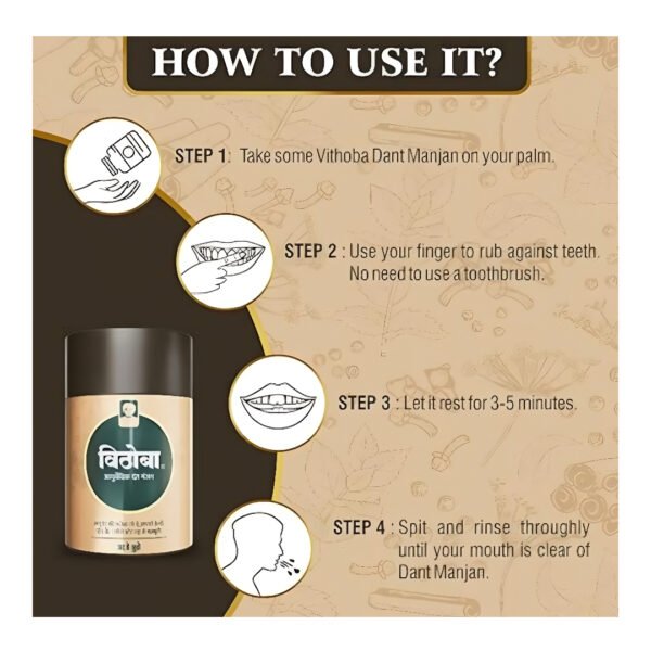 Vithoba Ayurvedic Dant Manjan | Ayurvedic Tooth Powder | 200g - Image 3