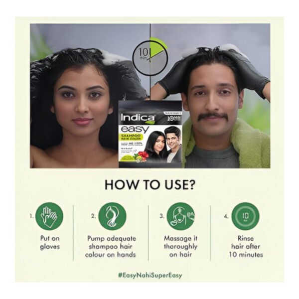 Indica easy 10-Minute SHAMPOO Hair Color  3+1 - Image 2