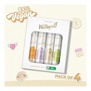 Layer’r Wottagirl Fragrance Mist Combo Pack of 4 (25ml Each) – 100% Vegan – Amalfi Sunset, Sicilian Pistachio, Madagascar Vanilla & Mexican Tuberose – Long-Lasting Fragrance Mist for Women