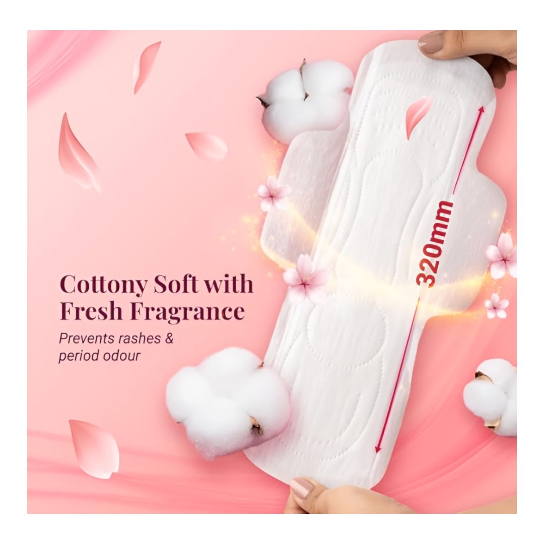 NIINE Naturally Soft Ultra Thin XL+ Sanitary Napkins*50 Pads 320mm Long|Cottony Soft Control Rashes|Long Lasting protection |Suitable for Heavy Flow with Free Biodegradable Disposal Bags (Pack of 1) 50 Pads - Image 3